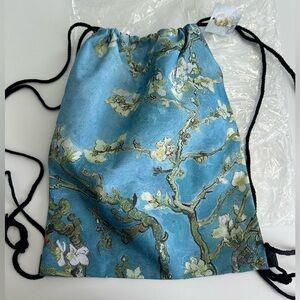 NWT Van Gogh Blue Almond Blossom Print Drawstring Satchel Backpack Bag